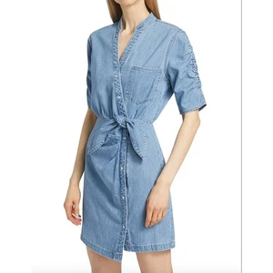 $378 Veronica Beard Dunn Denim Mini Wrap Dress Size 2 100% cotton NEW Womens - Picture 1 of 9