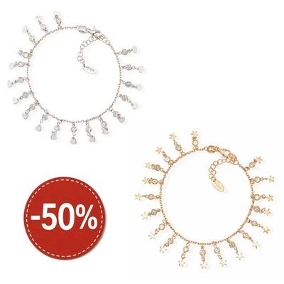 Bracciale Donna Argento 925 Zirconi Cuori o Stelle Amen Gioielli BRMHZB BRMSZR - Immagine 1 di 2