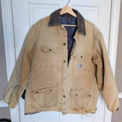 Jaqueta de caça masculina vintage Carhartt G/XL cobertor forrado veludo *Leia a descrição* - Imagem 1 de 4
