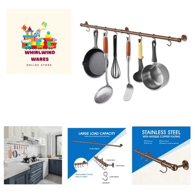 Estante colgante de preparación de alimentos de 39,4" que ahorra espacio en acero inoxidable y cobre antiguo Foto 1 de 4