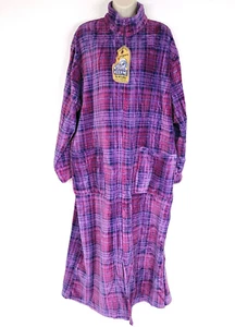 Alexander Del Rossa Womens Robe House Coat 2X Purple Red Plaid Pocket Plush Soft - Picture 1 of 11
