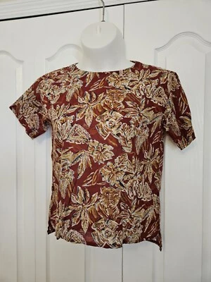 Camisa Top Floral Pullover Ligera Manga Corta Mediana Tallada con Volantes para Mujer Foto 1 de 4