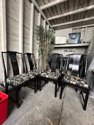 Juego de comedor completo Black Chin Hua - 6 sillas + mesa de cristal - Excelente estado Foto 1 de 4