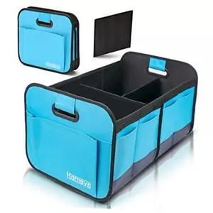 Car Trunk Organizer, Collapsible Storage Box, Perfect for Any 2 Compart Blue - Picture 1 of 7