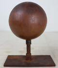 Antique Copper Industrial Float Ball Salvaged Sculpture Iron Base 6" D  6702