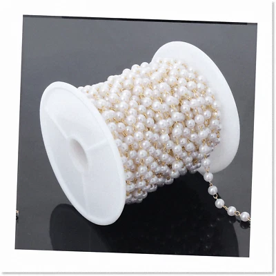 32.8 Feet of 4mm Pearl Beading Chains - DIY Jewelry Making Kit for Stunning Brac - Image 1 of 4