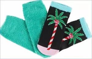NEU FARBTON 2er-Pack Urlaub Weihnachten Palme Footsie unsichtbare weiche Socken Geschenkbox - Bild 1 von 3