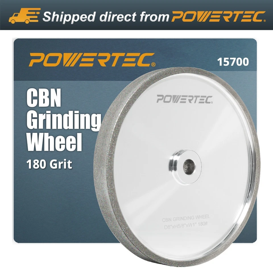 POWERTEC 15700 CBN Grinding Wheel 8 inch 180 Grit, 1" Wide with 5/8" Arbor, 1PK - Image 1 of 4