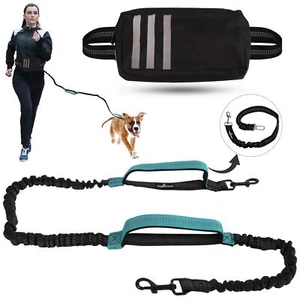 Hands Free Dog Leash with Waist Bag Fanny Pouch Double Padded Handles Adjusta... - Picture 1 of 6