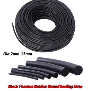 Solid Fluorine Rubber Cord Black O Ring Anti Oil Seal Gasket Dia 2mm 3 4 5~15mm - Picture 1 of 9