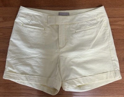 Banana Republic Shorts Women’s Size 12 Yellow White Stripe Seersucker Summer - Image 1 of 4
