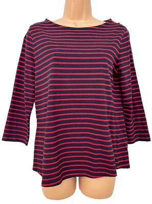CREW CLOTHING 12/M Red/Navy Stripe 3/4 Sleeve Breton Top - Image 1 of 4