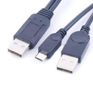 USB 2.0 High Speed Dual Type A Male to Micro-B 5-pin Male Adapter Y Cable - Picture 1 of 2