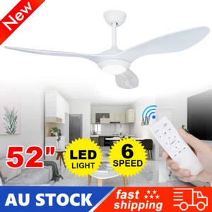 52'' LED Ceiling Fan with Light Remote Control DC Motor 3 Blades Timer Home Fans - Picture 1 of 12