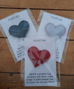 Heart pocket Hug Real leather.  Padded Various colours. Stocking filler . Xmas  - Picture 1 of 8