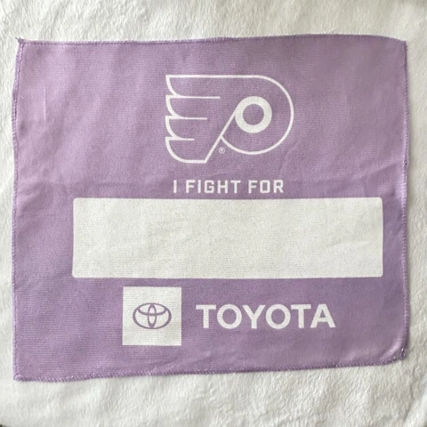 NEW Two 2 PHILADELPHIA FLYERS I Fight For Cancer Hockey Purple Towel Collectible Cover