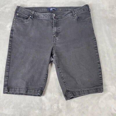 Pantalones Cortos Denim 24 7 Mujer 18W Plus Negro Denim Cremallera Mosca Elásticos Cintura Cómoda Foto 1 de 4