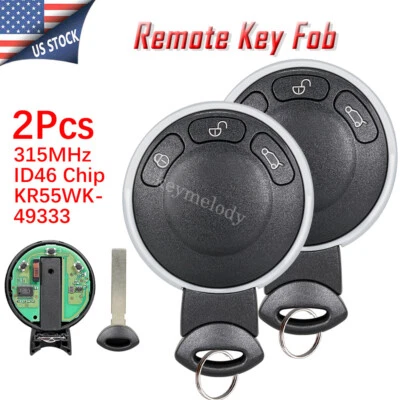 2 for 2007 2008 2009 2010 2011 2012 2013 2014 Mini Cooper Car Remote Key Fob 3B - Image 1 of 4