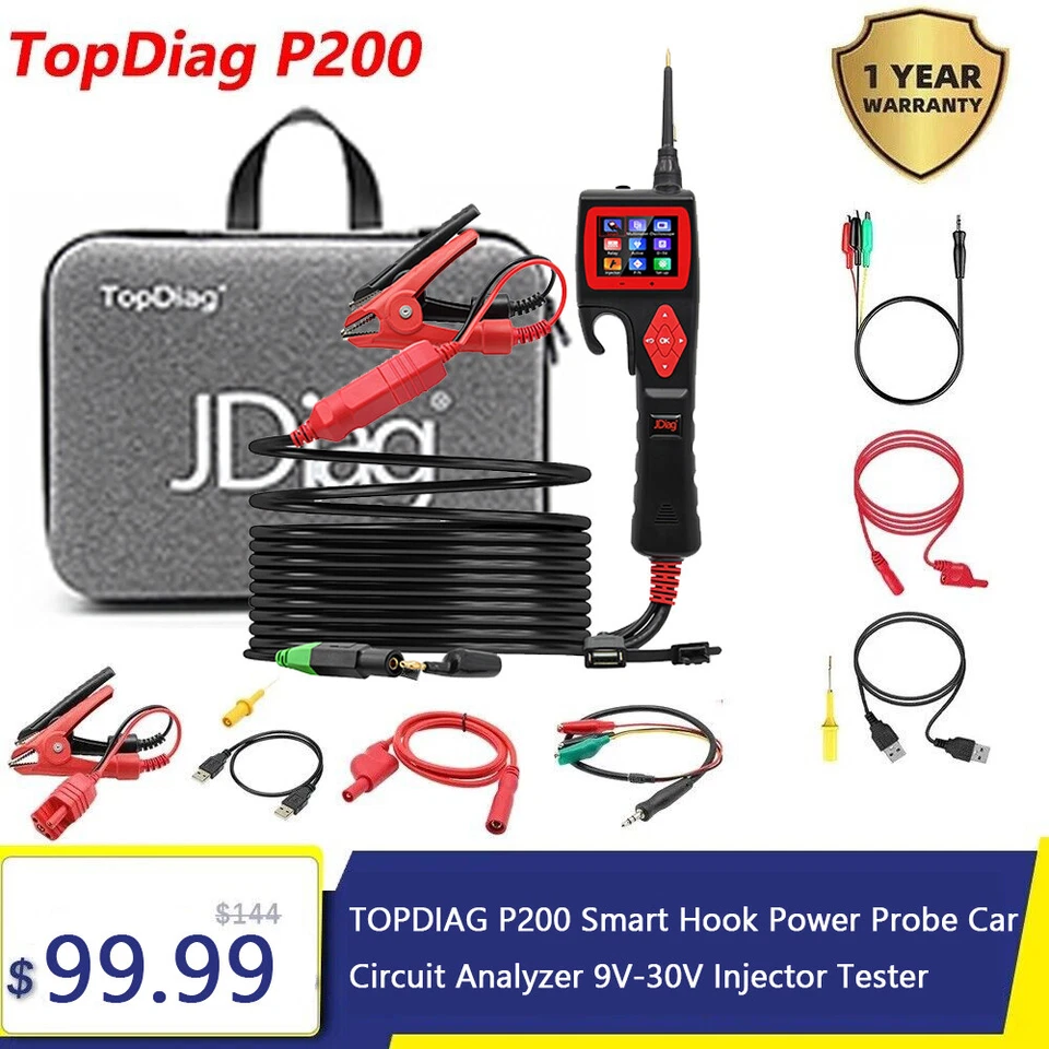 JDiag P200 Smart Hook Power Probe Car Circuit Analyzer 9V-30V Injector Tester US - Image 1 of 4
