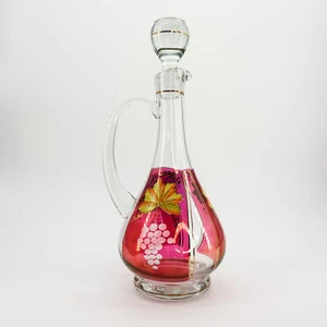 Vtg Large Red/Clear Glass Liquor Decanter Bohemian Gold Gilt Antique Moser - Picture 1 of 5