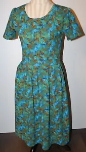 Damen Lularoe Amelia blau mit Blättern Kleid Größe Medium - Bild 1 von 1