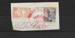FRAGMENTO 1951 CON MATASELLOS ROJO CONVOY DE LA VICTORIA CEUTA - Bild 1 von 1