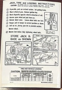 For 1966 Plymouth Belvedere Satellite Jacking Instructions Decal EARLY - Picture 1 of 1