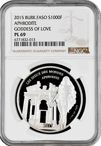 Burkina Faso 1000 francs 2015, NGC PL69, "Gods of the World - Aphrodite" Top Pop - Picture 1 of 2