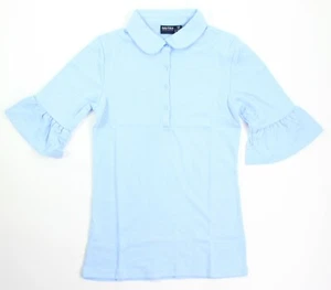 Nautica Girls Juniors Small Blue School Uniform Short Sleeve Woven Top Polo New - Picture 1 of 4