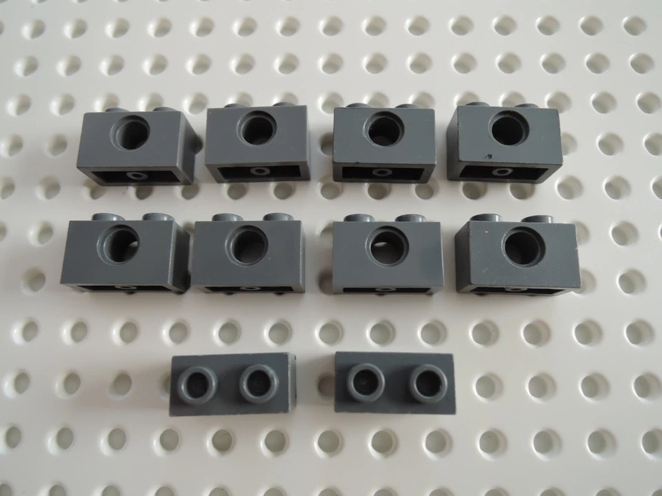Lego 10 x Technic Stein Lochstein Lochbalken 1 Loch 3700   1x2 neu dunkelgrau - Bild 1 von 1