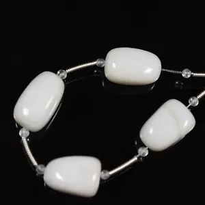 AAA+ Natural White Agate Tumble Shape Smooth Gemstone 4" Loose Beads For Jewelry - Picture 1 of 3
