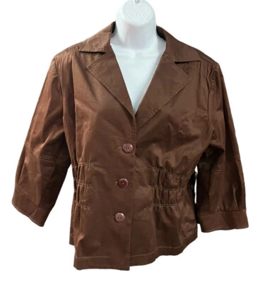 Chaqueta Blazer Mujer Joan Rivers Marrón Abotonada Cintura Elástica Elastizada Talla L Foto 1 de 4