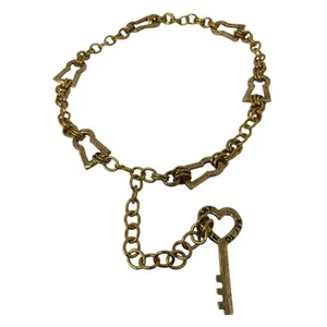 Moschino Gold Metal Key To My Heart Chain Link Belt - Picture 1 of 7