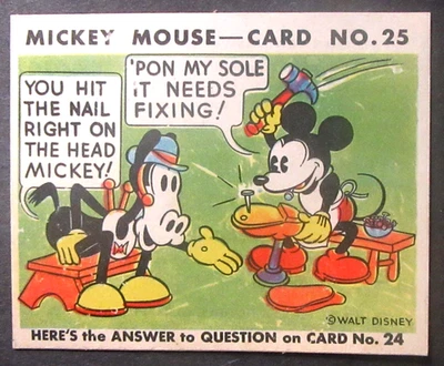 1935 R89 Mickey Mouse Gum #25 "HIT THE NAIL" Gum Inc trading card Hi-Grade - Image 1 of 4