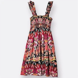 Dress Women’s Sz Medium M Colorful Smocked Psychedelic Festive Boho Gypsy Hippie - Picture 1 of 8