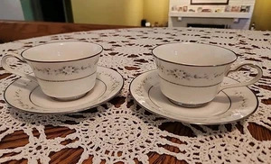 NORITAKE HEATHER (7548) SET OF 2 TEACUPS AND SAUCERS - Picture 1 of 17