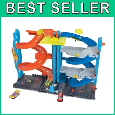 City Toy Car Track Set with Transforming Race Tower - Image 1 of 4
