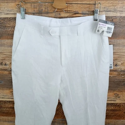 Pantalones de traje de lino ajustados Bar III para hombre talla 32x34 medidos 32x33 blancos Foto 1 de 4