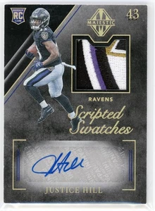 2019 Panini Majestic Justice Hill RC Patch Auto /5 #129 Ravens - Picture 1 of 2