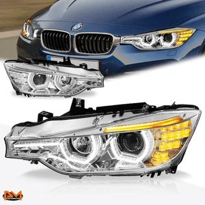 Faro proyector cromado para 12-16 BMW Serie 3 F30/F31 doble LED 3D U-Halo+DRL - Imagen 1 de 6