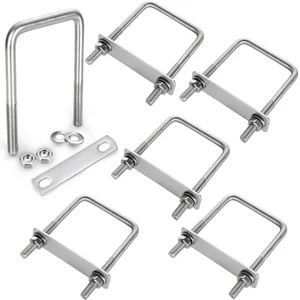 6 Pcs 4 Inch U Bolts Stainless Steel Square U-Bolt Inner Width Carbon Steel M... - Picture 1 of 8