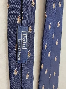 Polo Ralph Lauren Vintage dunkelblau Krawatte Fleisch Ponys Pony 100 % Seide hergestellt in Italien  - Bild 1 von 13