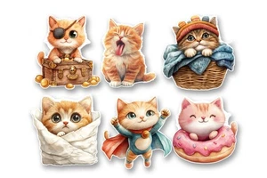 Kitten Sticker for Laptops Girls Notebooks Journals Glossy Scrapbooking Large - Picture 1 of 3