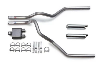1998-2003 Ford F150 Dual Exhaust Kit Performance 1-Chamber Muffler Chrome Tips - Image 1 of 4