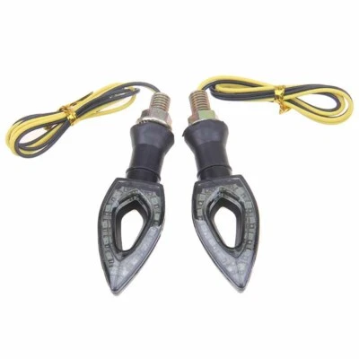2x Universal Black Shell 12V Motorcycle LED Turn Signals Amber Light M10 2 Wires - Image 1 of 4