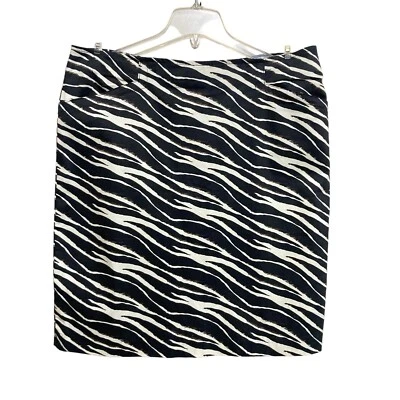 Falda Ellen Tracy Mujer Talla 14 Marrón Marfil Cebra Rayas Cremallera Bolsillos Laterales Foto 1 de 4