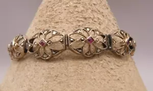 Armband Silber 935 absolut tolles antikes Traumstück mit Markasit und Rubin - Bild 1 von 6