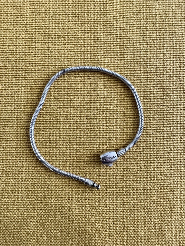 "Pulsera de plata de ley 925 Italia DONATELLA VERSACE con dije deslizable broche ovalado 7,5""" Foto 1 de 2