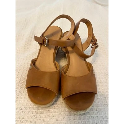 Tommy Hilfiger Sandalias de Cuero Tostado 6 Cuñas de Yute Correa al Tobillo Informal Verano Foto 1 de 4