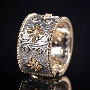 Christmas Gift Natural Diamond Bridal Vintage Ring Anniversary Band 14K Gold - Picture 1 of 10